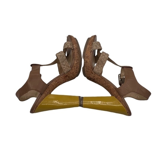 Calvin Klein Tan Bea Fish Cork Platform Yellow Heels Size 8 1/2 Women’s - Picture 6 of 9